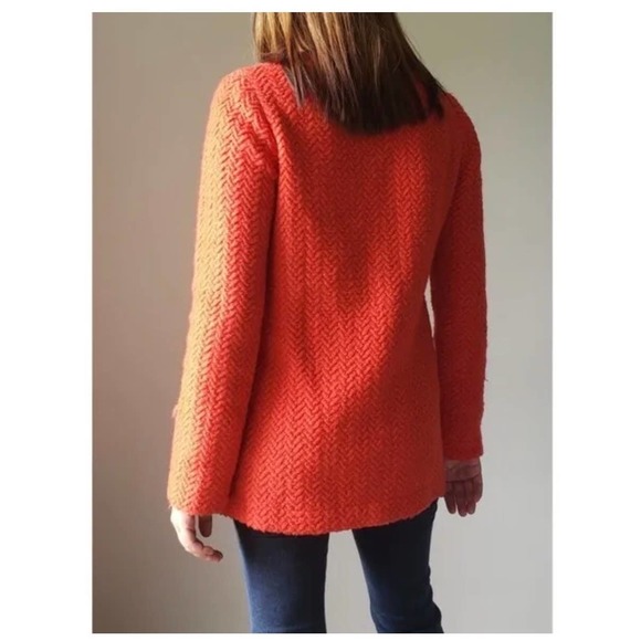 Tabitha Blood Orange‎ Herringbone Wool Knit Jacket XS Anthropologie - Picture 3 of 9